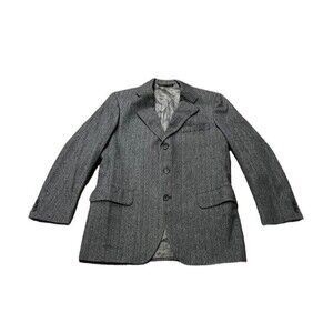 Majer Made In USA Men's Vintage Suit Blazer Gray Herringbone 44R (?) Hanover NH